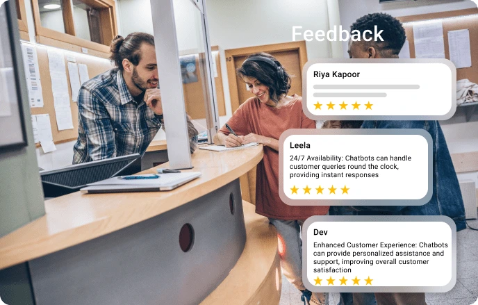 Customer feedback system for banking services.